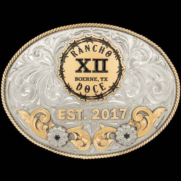 The Thurmond Belt Buckle embrace the beauty of western simplicity. Built in a classic rodeo oval buckle is perfect for ranch brands, initals or custom logos.